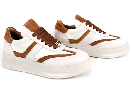 Golden Ray – Дамски сникърси от естествена кожа с модерна визия и велурени акценти