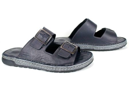 Brévia Note мъжки чехли от естествена кожа в тъмносин цвят