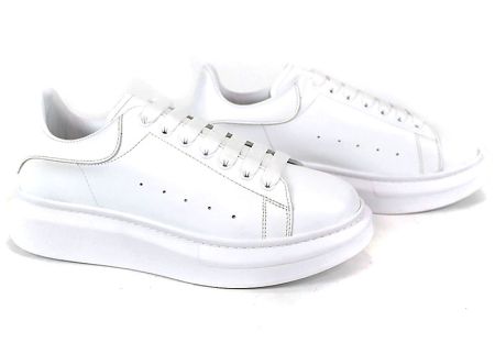 Мъжки спортни обувки Nero Dentro от бяла естествена кожа с шито ходило