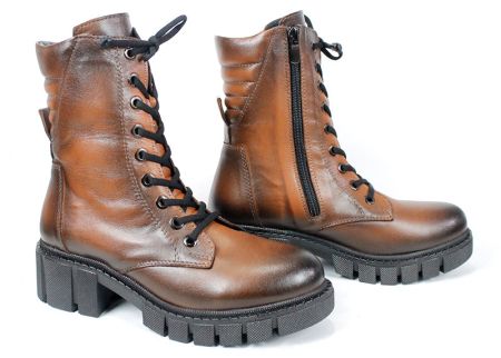 Дамски кубинки Linea Ombra от естествена кожа – светло кафяви