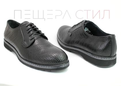 Pantofi pentru bărbați din piele naturală de culoare neagră -1566CH