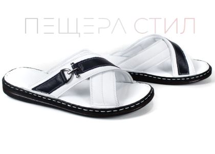 castello fine мъжки чехли бели с тъмносин акцент