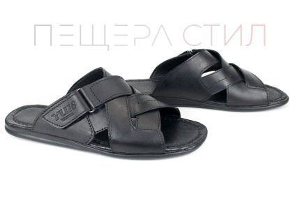 Мъжки чехли Nero Flexo от естествена кожа в черен цвят