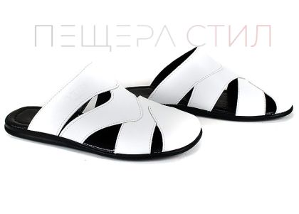 Мъжки чехли Castro Line от естествена кожа в бяло