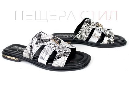 Дамски чехли Luna Serpente от естествена кожа със змийски принт