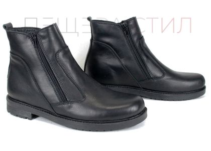 Мъжки боти от естествена кожа с два ципа в черно - модел Вито