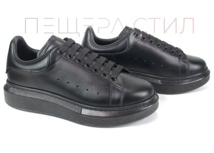 Мъжки спортни обувки от естествена кожа Nero Dentro – черни, с шито ходило