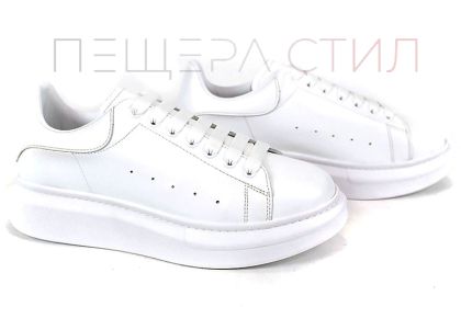 Мъжки спортни обувки Nero Dentro от бяла естествена кожа с шито ходило