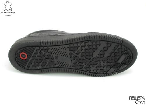 Pantofi casual din piele neagra, croco si neteda DMT 108 CH