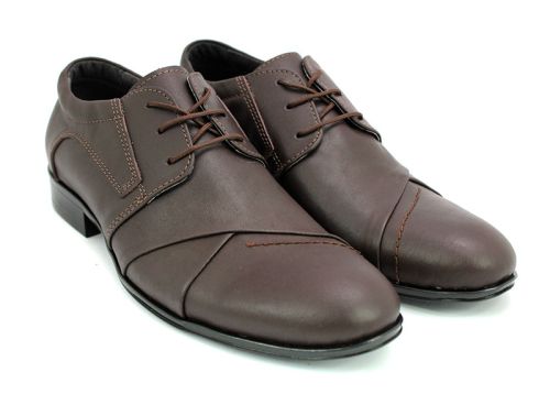 Pantofi formali barbati de piele în maro Y 7690 K