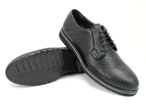 Мъжки обувки от естествена кожа в черно - 1566CH