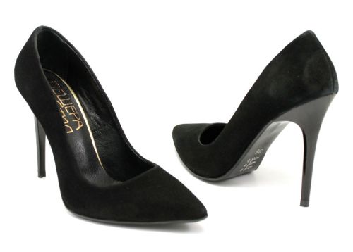 Pantofi eleganti dama din nubuc natural în negru 178 CH
