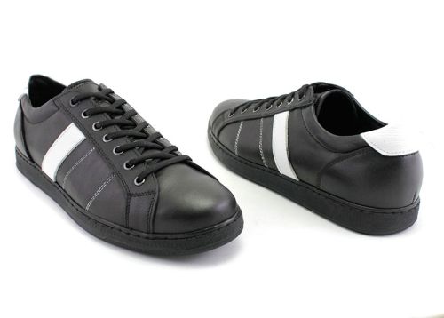 Pantofi barbati din piele in negru cu elemente albe Y 212 CH