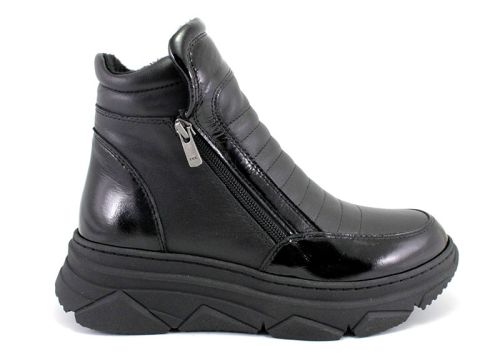 Pantofi dama sport de iarnă, realizată din piele naturală în negru 567 CH