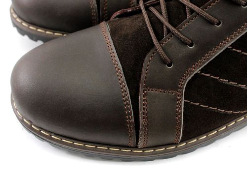 Pantofi casual maro pentru barbati din piele naturala si piele intoarsa naturala, model Isma.