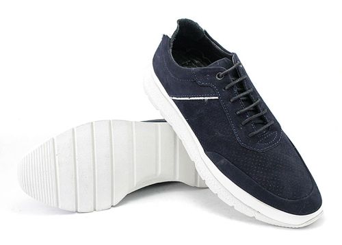Pantofi pentru bărbați din piele naturală în albastru - Modelul Austin