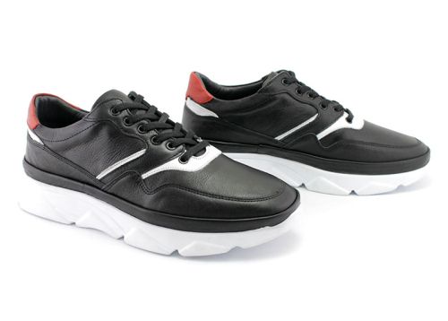 Pantofi barbati Stil sport Piele naturală Culoare neagră - Model Daniel.