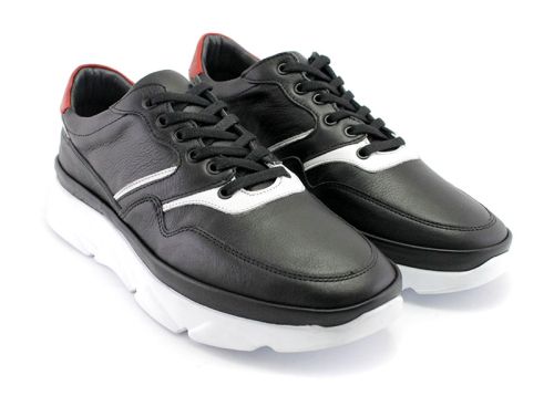 Pantofi barbati Stil sport Piele naturală Culoare neagră - Model Daniel.