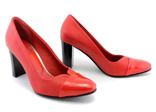 Pantofi pentru femei cu toc roșu, model Enola