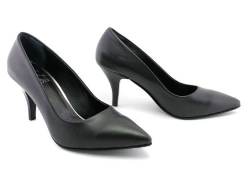 Pantofi formali de damă din piele neagră, model Giada