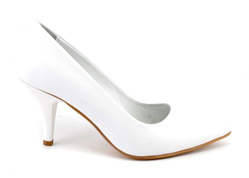 Pantofi formale din piele naturală albă, pentru femei - model Roberta