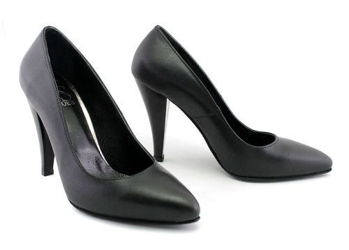 Formale pantofi pentru femei din piele naturala negru, modelul Doria