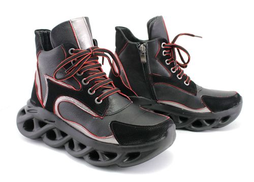 Pantofi sport înaltă pentru femei în negru - Model Isadora