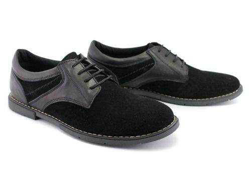 Pantofi casual pentru bărbați din piele de căprioară naturală în negru - Model Cooper.