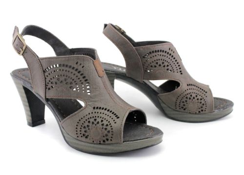 Sandale pentru femei din piele naturală în culoarea vizon - Model Arizona.