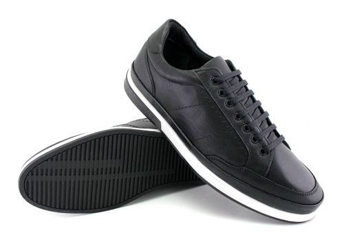 Pantofi sport bărbați cu șireturi în negru - Model Franz