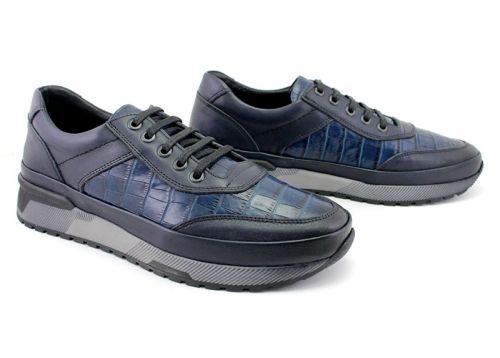 Мъжки ежедневни обувки с връзки в синьо - Модел Жерар.