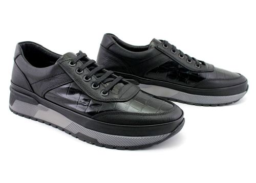 Мъжки ежедневни обувки с връзки в черно - Модел Жерар.