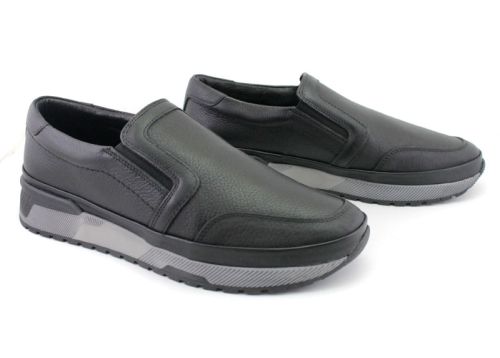 Мъжки ежедневни обувки без връзки в черно - Модел Тано.