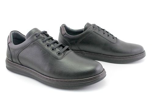 Мъжки ежедневни обувки с връзки в черно - Модел Робин.
