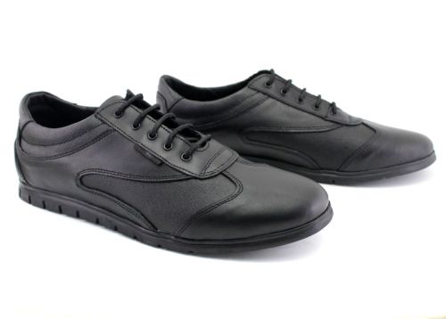 Pantofi sport pentru bărbați din piele naturală de culoare neagră - Model Leonardo.