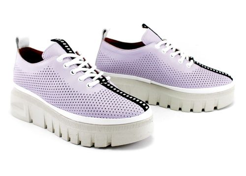 Pantofi de vara dama din piele naturala de culoare violet - Model Helena.