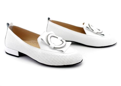 Pantofi dama din piele naturala alb - Model Ariel.