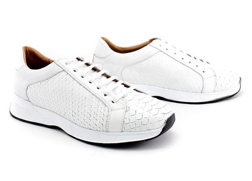 Pantofi sport barbati cu sireturi in alb - Model Nico.