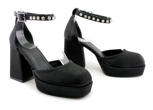 Sandale de damă cu vârf închis înalt de culoare neagră - Model Orchid.