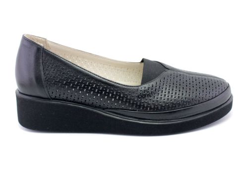 Pantofi casual dama din piele naturala de culoare neagra, model Acacia