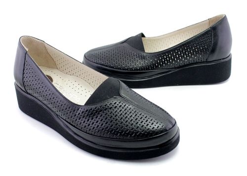 Pantofi casual dama din piele naturala de culoare neagra, model Acacia