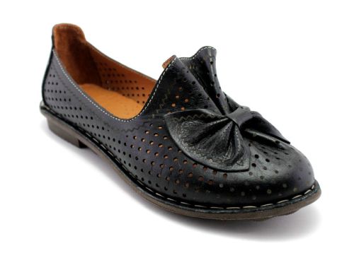 Pantofi casual dama din piele naturala de culoare neagra, model Albitsia