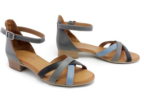 Sandale de dama din piele naturala de culoare multi gri - Model Levi.