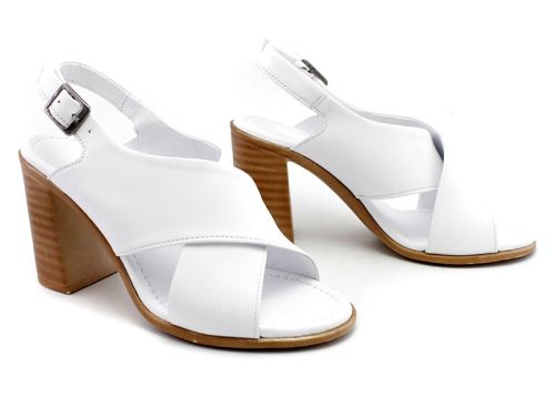 Sandale dama din piele naturala alb - Model Lucia.