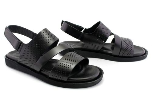 Sandale pentru bărbați din piele naturală de culoare neagră, model Oliver.