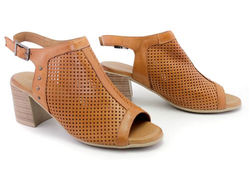 Sandale de dama din piele naturala de culoare maro - Model Drop.