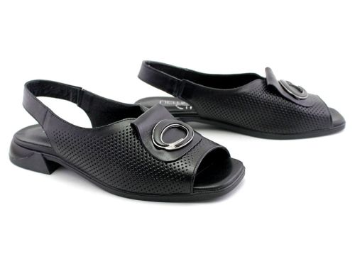 Sandale dama din piele naturala de culoare neagra - Model Leticia.