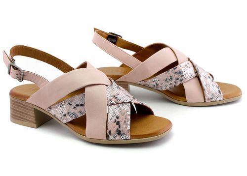Sandale dama din piele naturala de culoare roz - Model Dilaila