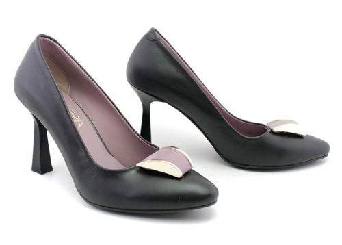 Pantofi formali dama in negru si mov, model Alexandra.