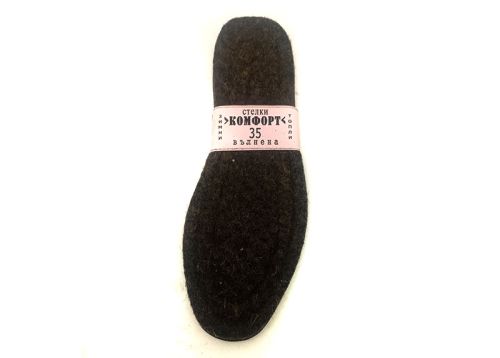 Branțuri calde pentru pantofi pentru femei din pâslă de lână și cauciuc microporos. Culoare neagră.